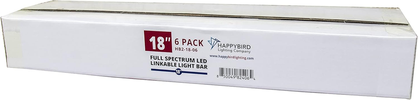 HappyBird Lightning (A Divison of M&M Cage) 18" LED linkable Light bar Without Power Source for Multiple Bird Breeder Cages, Full Spectrum LED. - Will NOT Run ON ITS OWN (6 Pack)