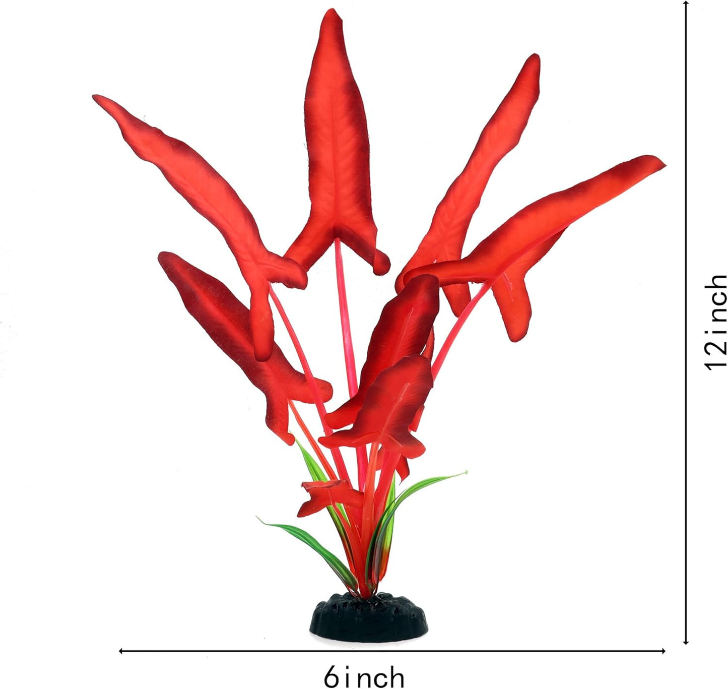 2-Pack 12 Inch Aquarium Silk Aquarium Plants, Artificial Plastic Plant for Small Tank, Goldfish, Fish Hides,Dark Red