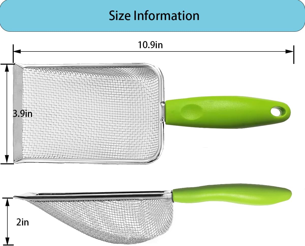 3PCS Stainless Steel Cat Litter Scoop,Litter Cleaner Corner Scoop Sand Sifter,Easy to Clean Cat Little Box, Sifting Litter Scoop Shovel for Reptile Terrarium Sand Waste