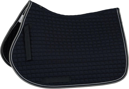 HORZE Adepto Padded All Purpose Quilted Equestrian Saddle Pad for Horses with Two-Tone Trim