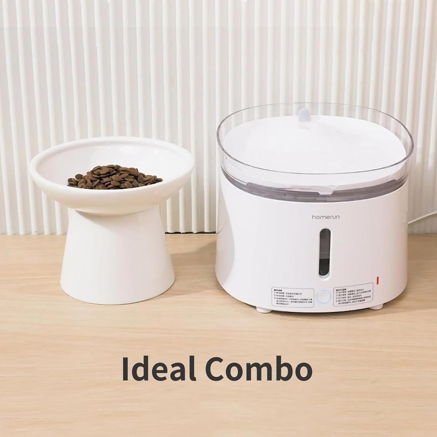 Extra Wide Elevated Ceramic Cat Bowl, 6.2" Shallow Dish for Whisker Fatigue Relief, 5" Height for Easy Feeding, Durable Raised Cat Food Bowls, Pack of 2, White