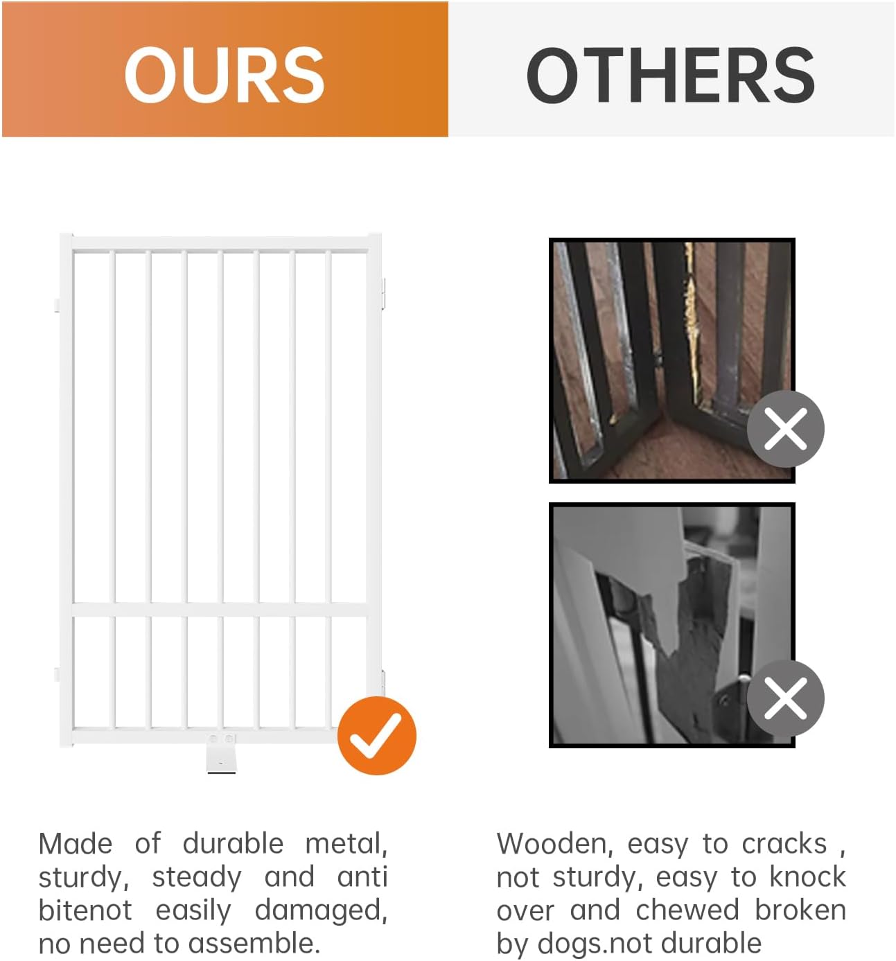 Full Metal Freestanding Dog Gate with Door, 32''Height Foldable Pet Dog Fence for Indoor & Outdoor, 6 Panels Extra Wide Free Standing TallDog Gates for Doorways,House,Stairs,Porch,Deck,Yard