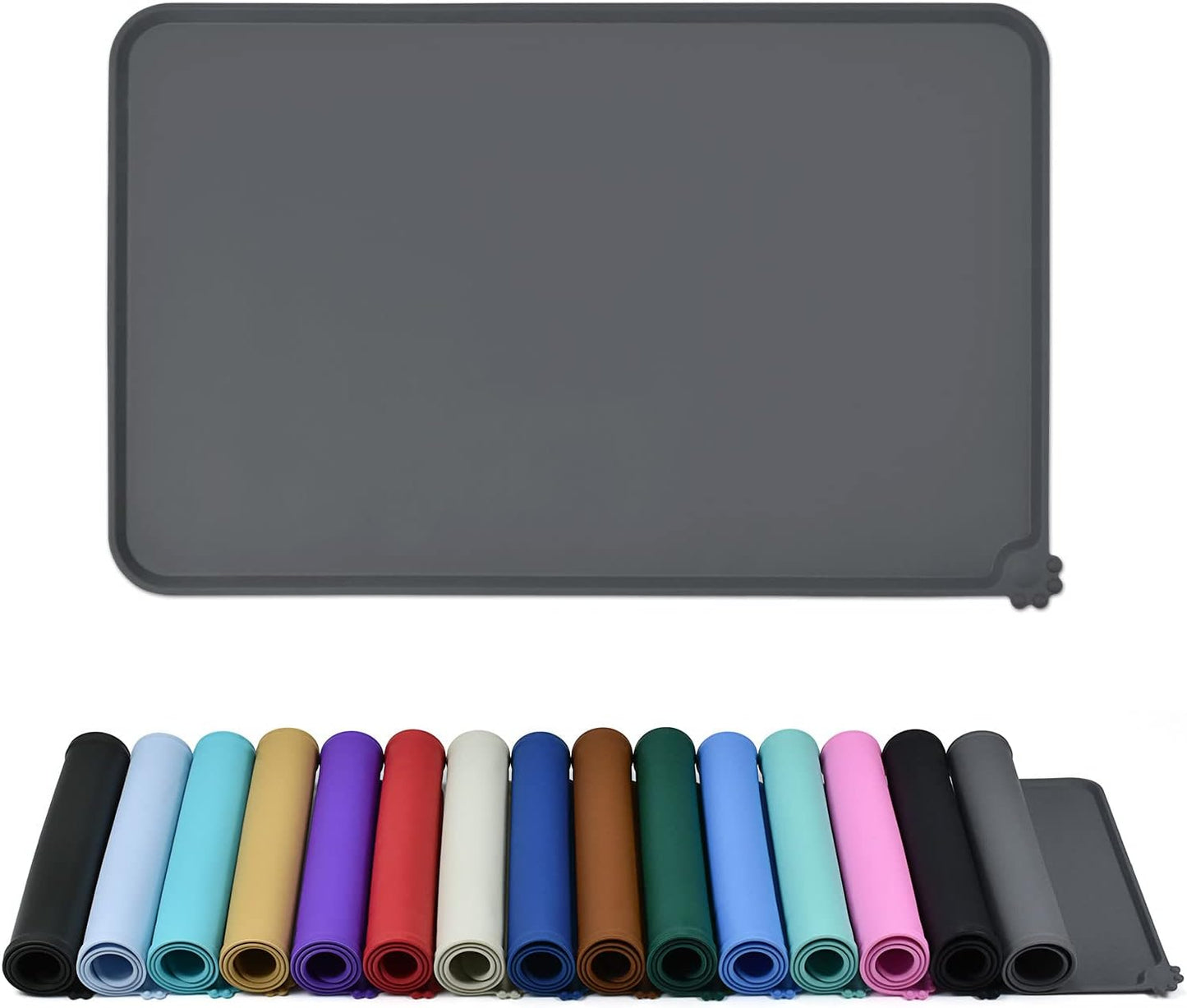 Waterproof Pet Feeding Mat with High Raised Edges, Heavier and Thicker Placemats for Cat Dog Water Bowl with BPA Free, Dogs Cats Food Mats for Messy Drinkers to Prevent Spill and Protect Floors