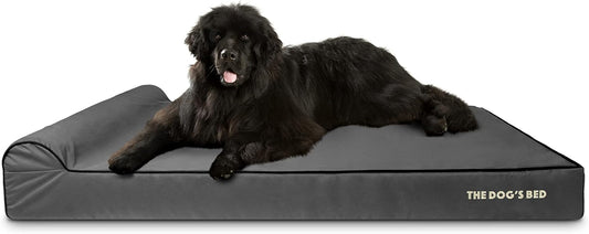 The Dog’s Bed Orthopedic Headrest Dog Bed XXXL Grey/Black 64x44, Memory Foam, Pain Relief for Arthritis, Hip & Elbow Dysplasia, Post Surgery, Lameness, Veterinary Approved, Waterproof Washable Cover