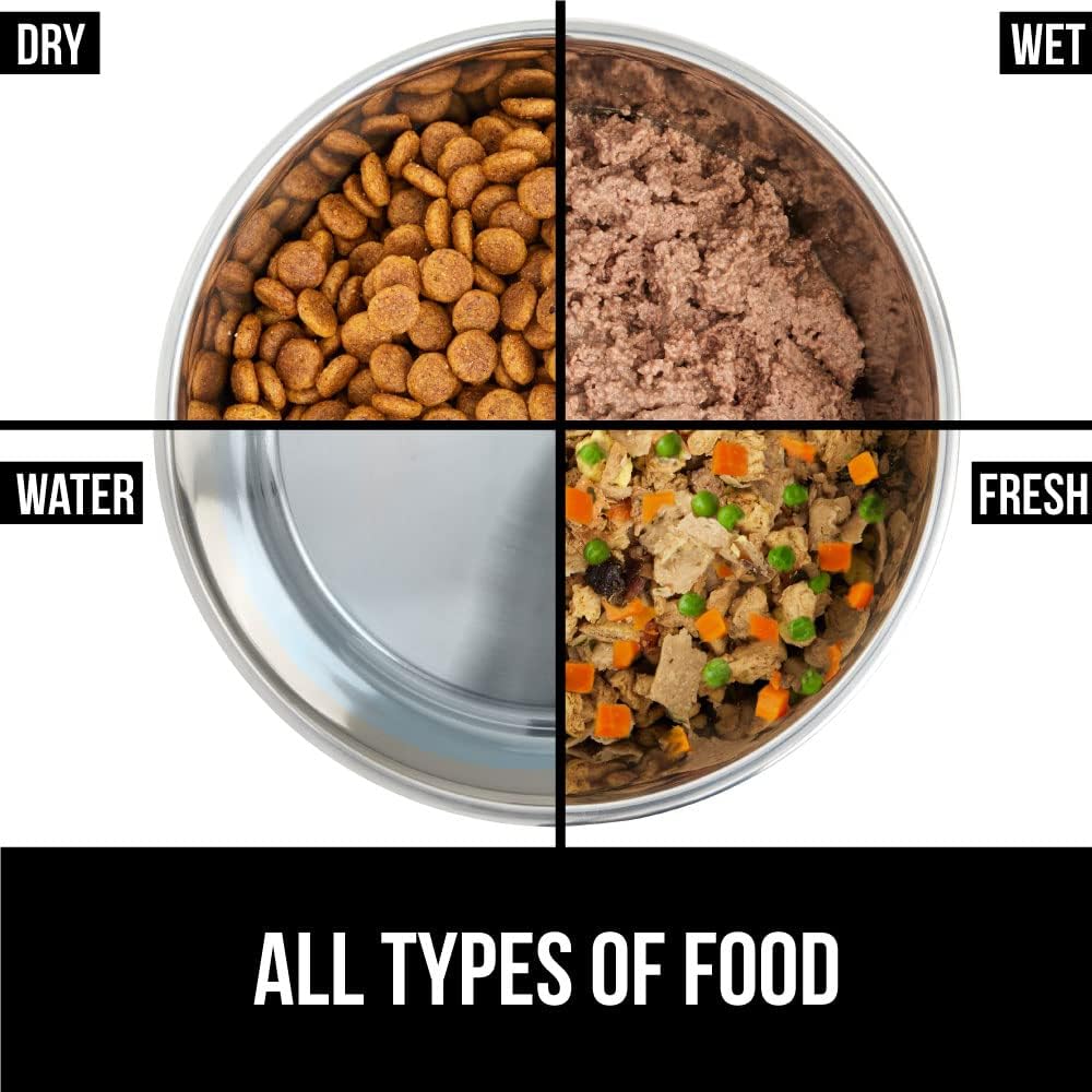 GORILLA GRIP Set of 2 Dog Bowls, Holds 8 Cups (64 fl oz), Heavy Duty Metal Food and Water Bowl for Feeding Dogs and Cats, Dishwasher Safe, Rust Resistant Stainless Steel, BPA Free Rubber Base, Black