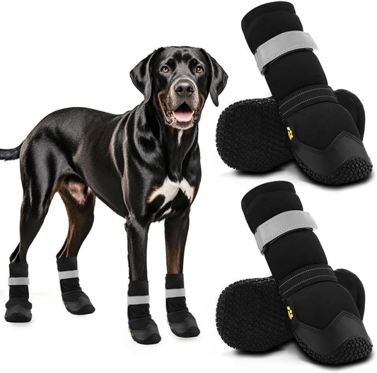 Hcpet Dog Shoes, Dog Boots & Paw Protectors for Winter Snowy Days, Rainy Weather, Outdoor Anti-Slip Sole Dog Booties for Hardwood Floor Black-Leg 5