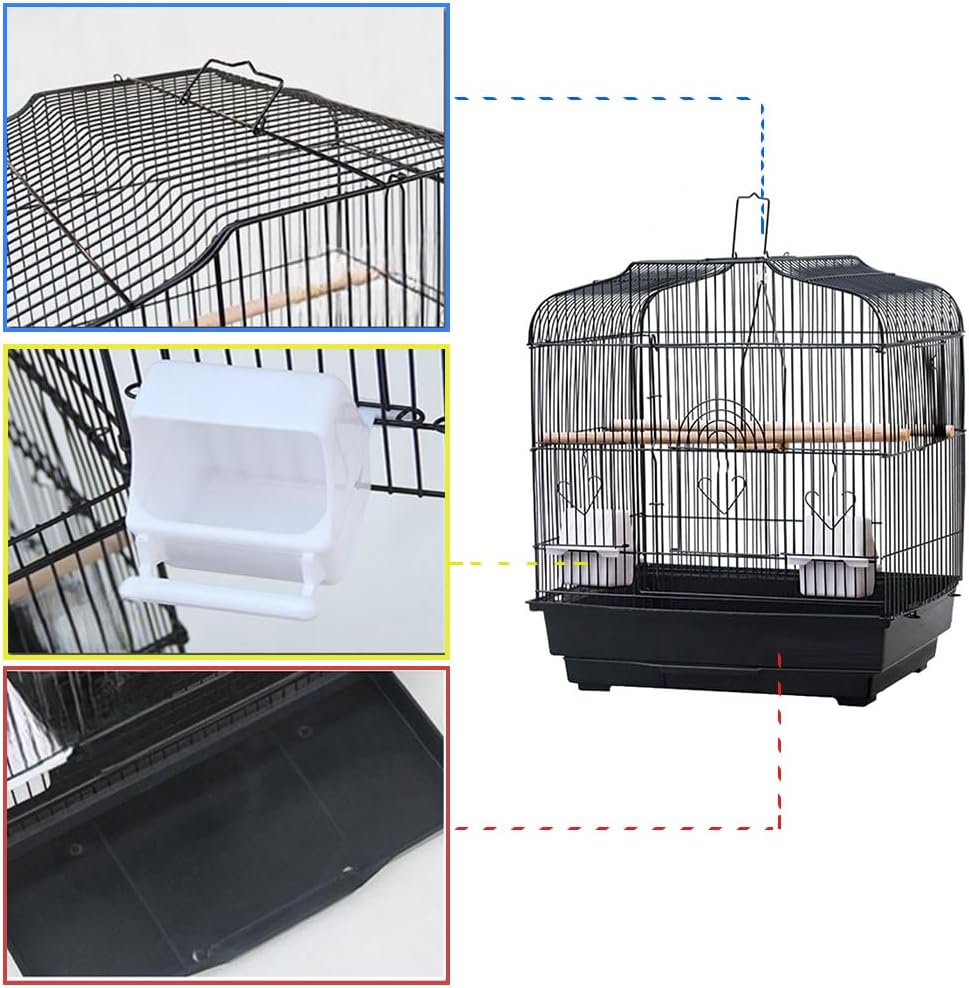 Travel Bird Cage 20.5×18.1×14.2in Portable Birdcage with Handle and Perches for Small Parrots Canaries Cockatiels Lovebirds Finches Budgies Conures