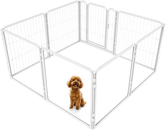FXW Homeplus Unleashed Indoor Dog Playpen - Stress-Free and Safe Play, Heavy Duty 24 Inch 4 Acrylic Panels + 4 Wire Panels Dog Pen for Puppy and Small Dogs, White│Patented