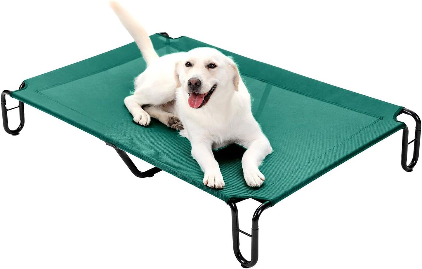 Pettycare Elevated Outdoor Dog Cot - Bed for Large Dogs (XL) Easy Assembly, Waterproof Cooling Dog Bed with Teslin Mesh, Up to 85 lbs, Green