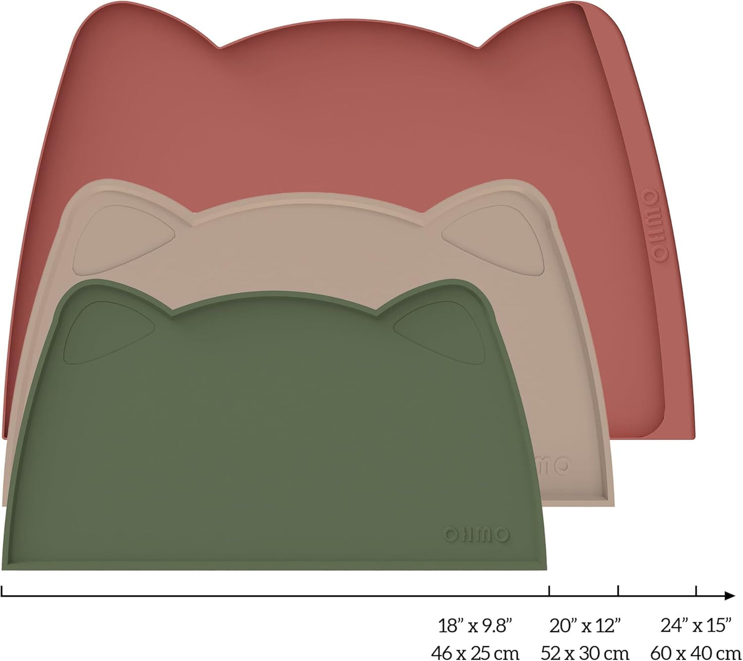 OHMO - Cat Food Mat, Silicone Pet Feeding Mat for Floor Non-Skid Waterproof Dog Water Bowl Tray, Easy to Clean Pet Placemat (Camo Green, 18 * 9.8'')