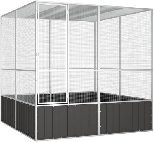 Steel Bird Cage, Large Flight King Bird Cage for Cockatiels African Grey Quaker Amazon Sun Parakeets Green Cheek Conures Pigeons Parrot Bird Cage Birdcage, Anthracite 84.1"x85.6"x83.3"