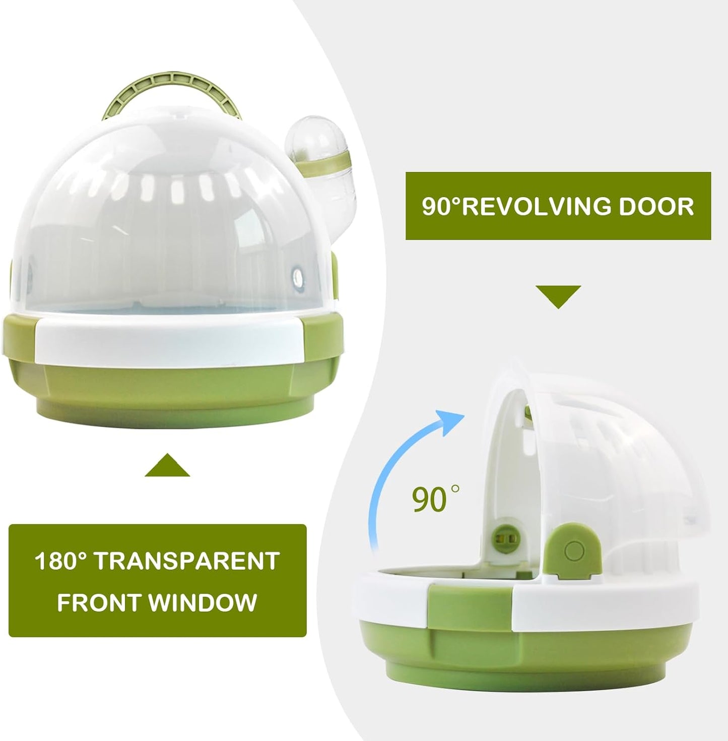 Hamster Carrier Cage with Water Bottle,Portable Dwarf Hamster Travel Carrier Plastic Guinea Pig Carrier Small Animal Breathable Outdoor Cage for Hamsters Chinchillas Hedgehog (Green)