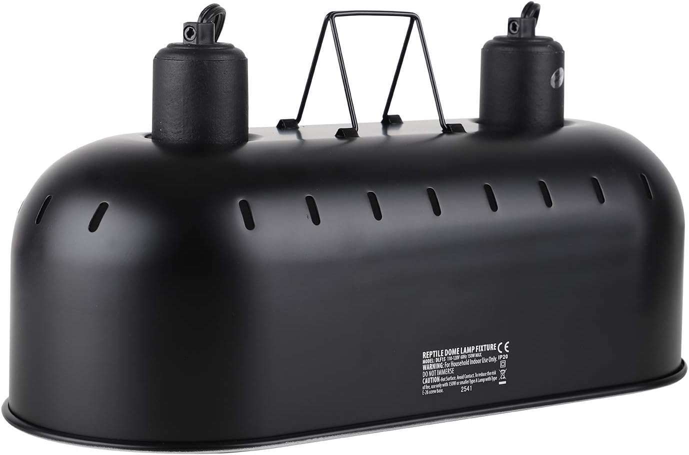 DXOPHIEX 15inch Dual Reptile Light Fixture, Max 150W Dual Reptile Heat Lamp with Separate Switches, Double Dome Lamp UVB Light Fixture for Bearded Dragon, Turtles, Snake and Lizard Terrarium