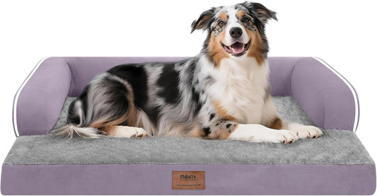Extra Large Dog Bed-Orthopedic Waterproof XL Dog Bed for XLarge Extra Big Dogs - Foam Couch Sofa Washable with Removable Cover-Purple