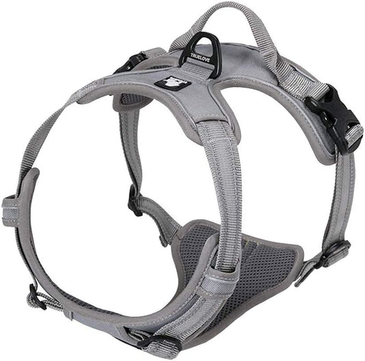 TRUE LOVE Adjustable No-Pull Dog Harness Reflective Pup Vest Harnesses Comfortable Control Brilliant Colors Truelove TLH5651(Gray,L)