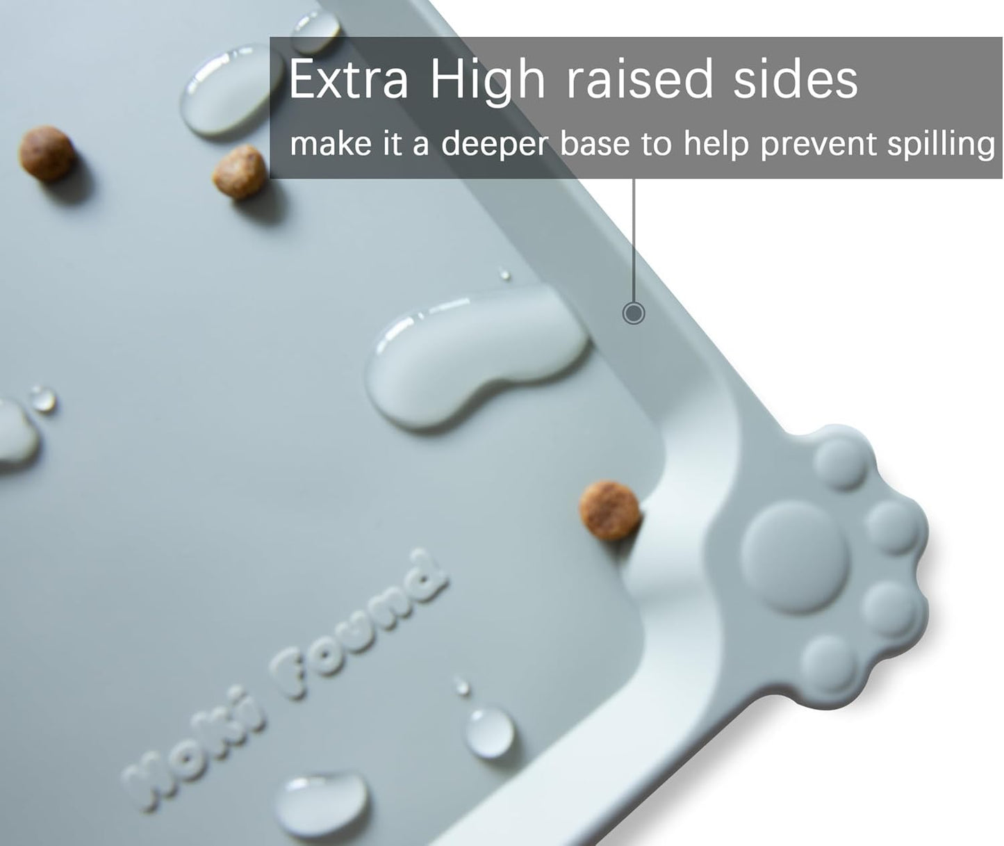 Hoki Found X-Large Silicone Pet Food Mats Tray - Non Slip Pet Dog Cat Bowl Mats Placemat - Dog Pet Cat Feeding Mat - Waterproof Dog Cat Food Mats -Pet Water Mats for Carpet -Battleship