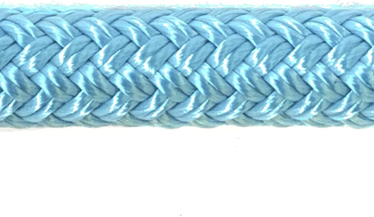 Double Braid Lead Rope with Eye Splice Loop, 12-14FT Lengths (Ice Blue, 12 ft.)