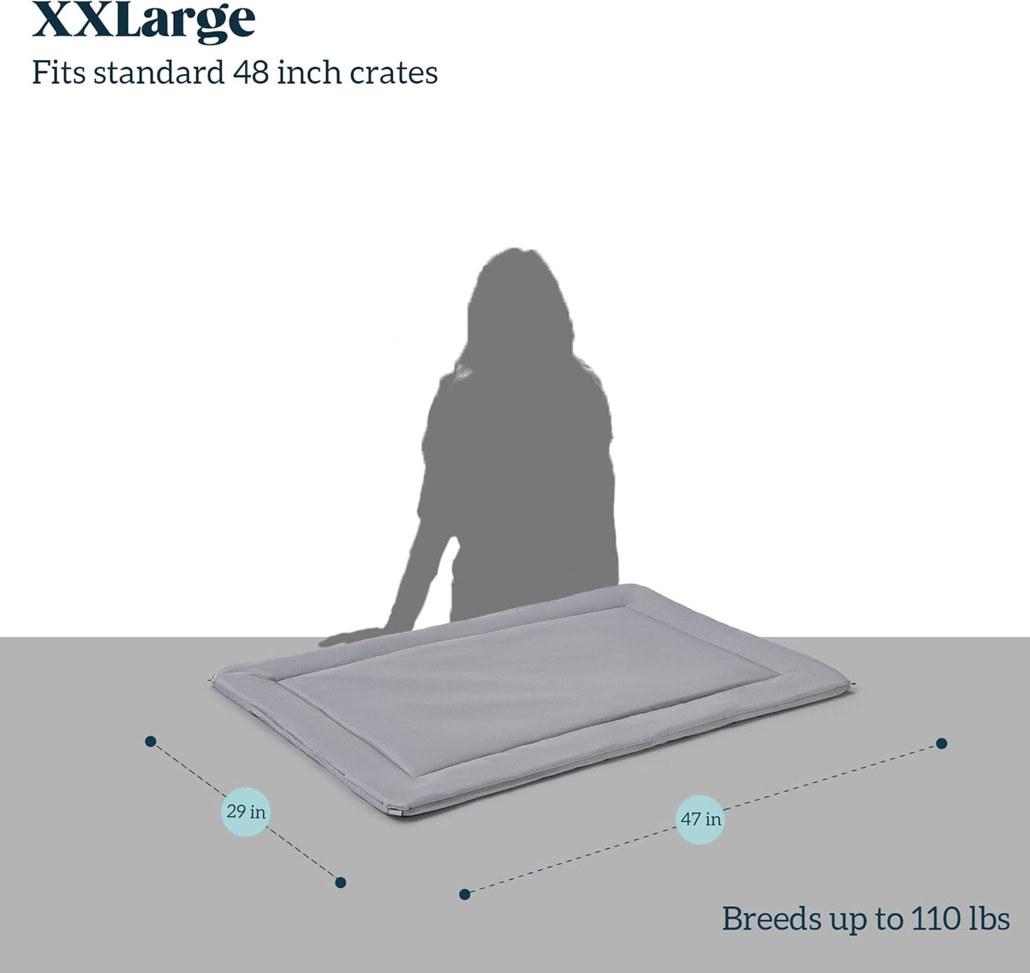 Cybarmour Chew Proof Dog Crate Pad - Outdoor Indestructible Dog Bed - Tough - Potable - Machine Washable - Water & Dirt-Resistant - Extra Large Breeds & Fits 48-Inch Crate - 47"x29", Limestone