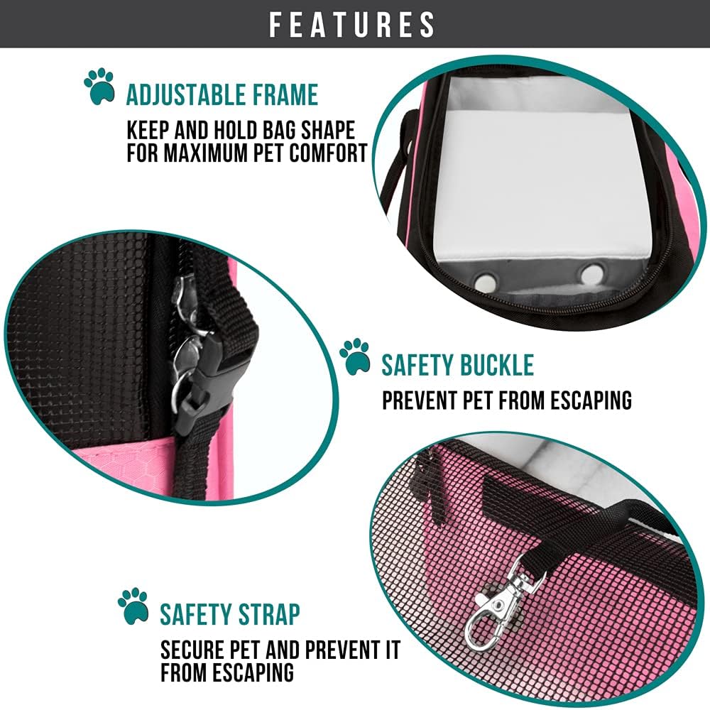 PetAmi Dog Purse Carrier for Small Dogs, Airline Approved Soft Sided Pet Carrier with Pockets, Ventilated Dog Carrying Bag for Puppy Cat, Dog Travel Supplies Bag, Sherpa Bed, Max 12 lbs, Pink