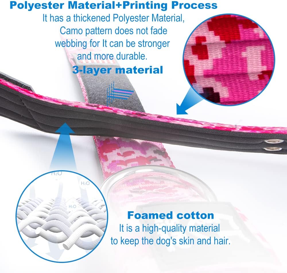 TSPRO Tactical Dog Collar 1.5 Inch Wide Thick Dog Collars with Heavy Duty Metal Buckle, Durable, Strong, Adjustable for Medium to Large Dogs (Camo Green L)