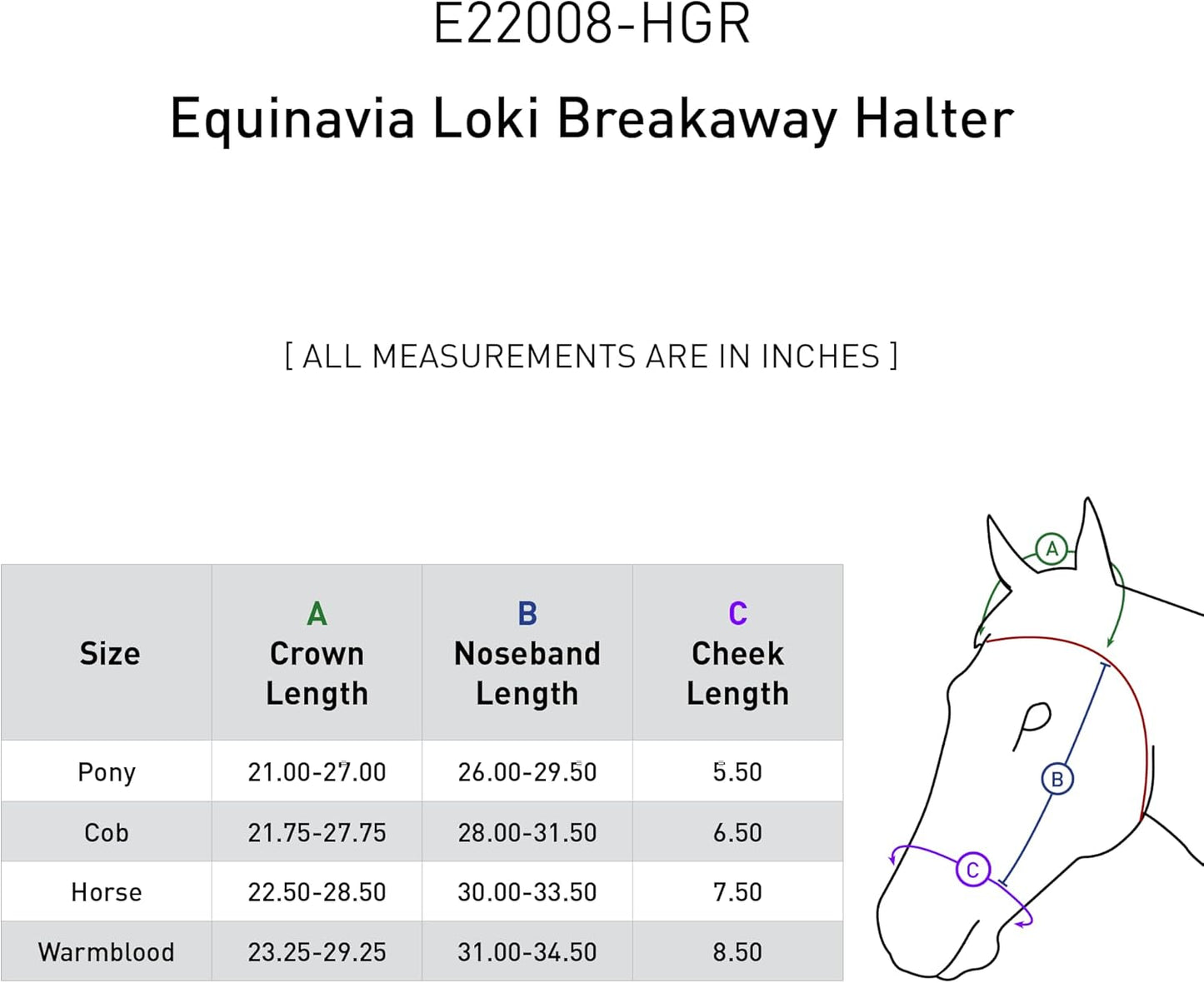 Equinavia Loki Adjustable Breakaway Horse Halter - Hunter Green - Horse