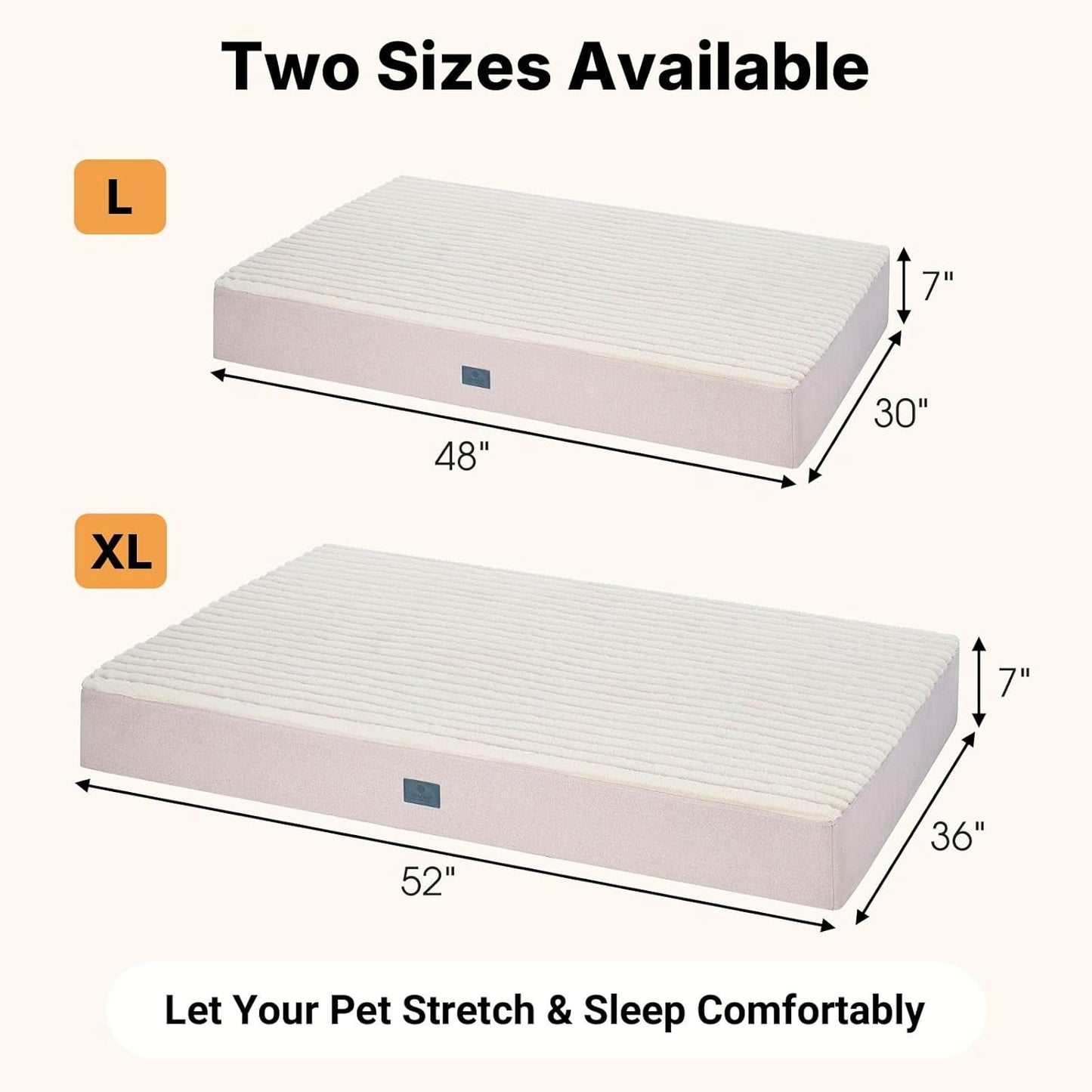 Veehoo Orthopedic Memory Foam Dog Bed, 7 Inch Thick Extra Large XXL Dog Bed for Senior Dogs with Ultra-Soft Fluffy Surface, Waterproof Liner, Removable Washable Cover and Non-Slip Bottom, 52"x36"x7"