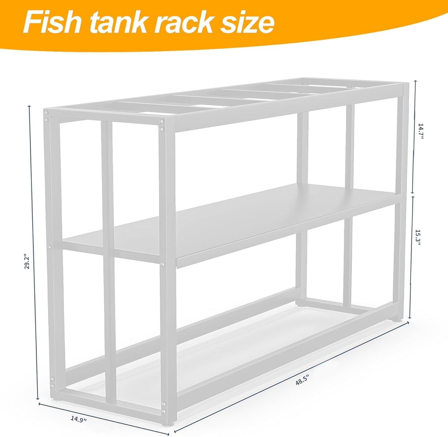 Akenow 55-75 Gallon Fish Tank Stand with Storage Shelf, 48.5 x14.9 x 29.2 Inch Aquarium Stand, Turtle Tank, Reptile Terrariums and Breeder Tank Stand,980LBS Capacity, White