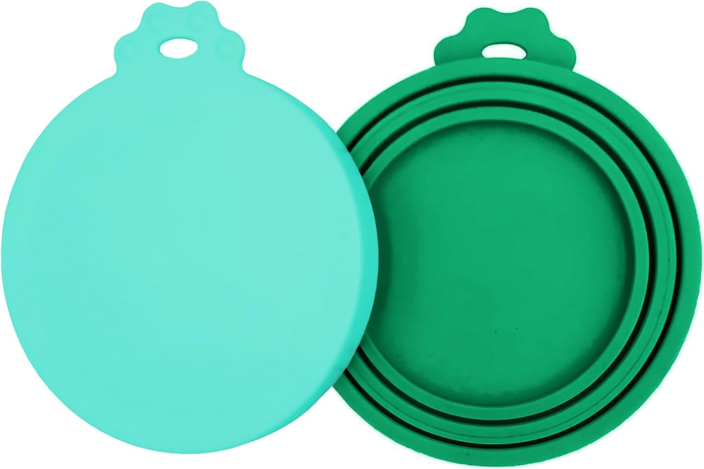 2 Pack Pet Food Cans Lids, Silicone Food Can Covers for Dog and Cat, BPA Free/Food Safe/Universal, One Fit Most Standard Size Food Can Top Teal/Dark Green, CWGTG01