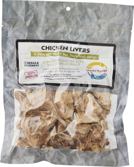 Fresh Is Best Freeze Dried Dog Treats - Raw Freeze Dried Chicken Liver Treats for Dogs & Cats - Chicken Livers in Resealable Zipper Bag - High-Protein Single Ingredient Dog Treat - Made in The USA