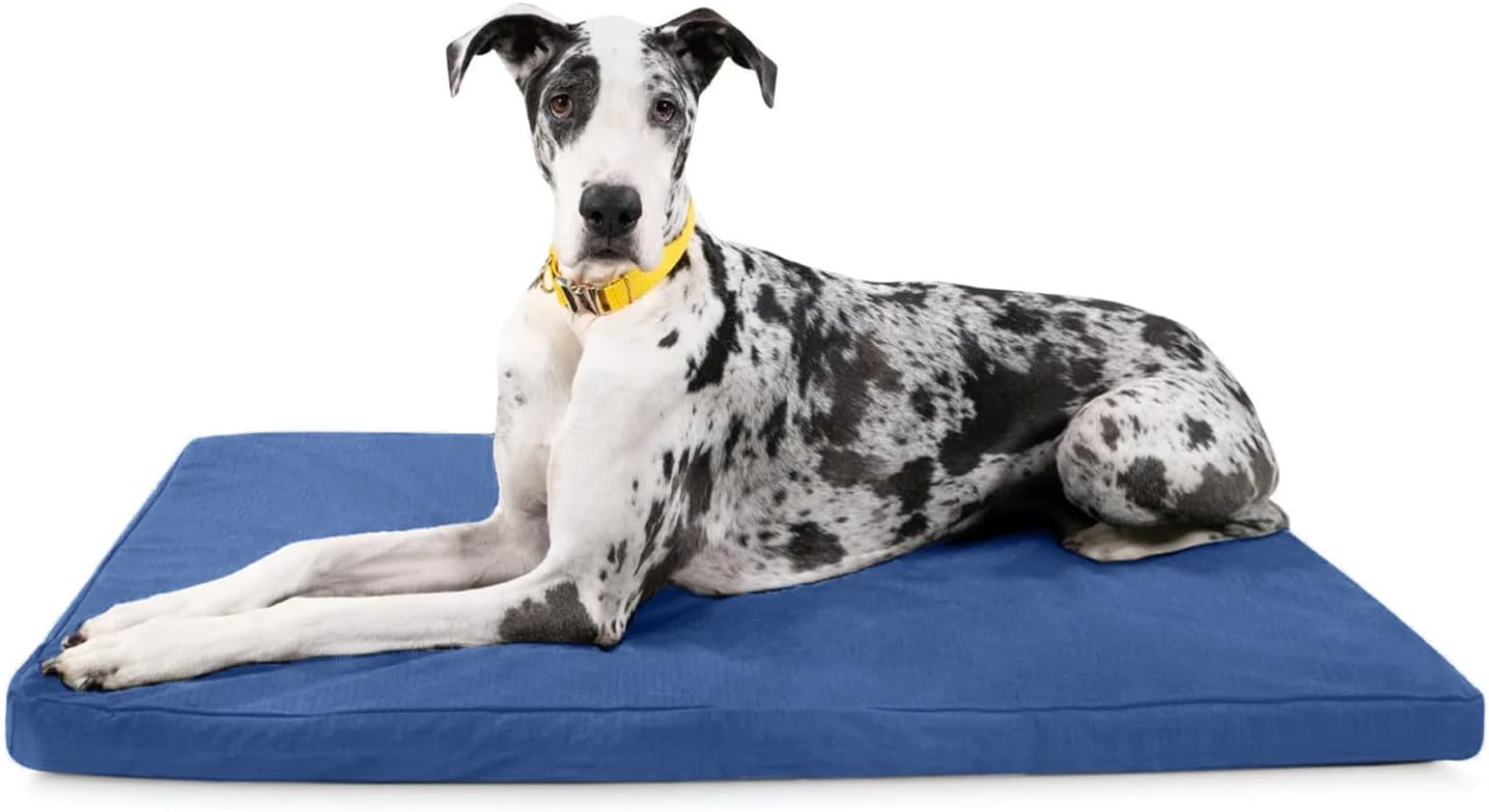 K9 Ballistics Tough Ripstop Orthopedic Dog Crate Bed - Durable Pad with Washable Cover, for Wire Crates, Tie-Downs Included, Size: XX-Large 53"x36", Blue Quartz