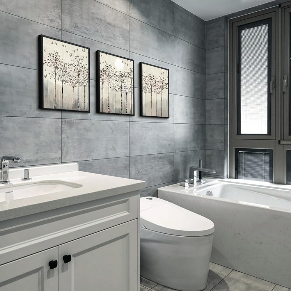 Black Framed Wall Art for Living Room Bedroom Wall Decor office Wall Decorations trees and birds Abstract Wall Paintings Sunrise and sunset Wall Pictures Artworks Modern 3 Piece Framed Prints Art