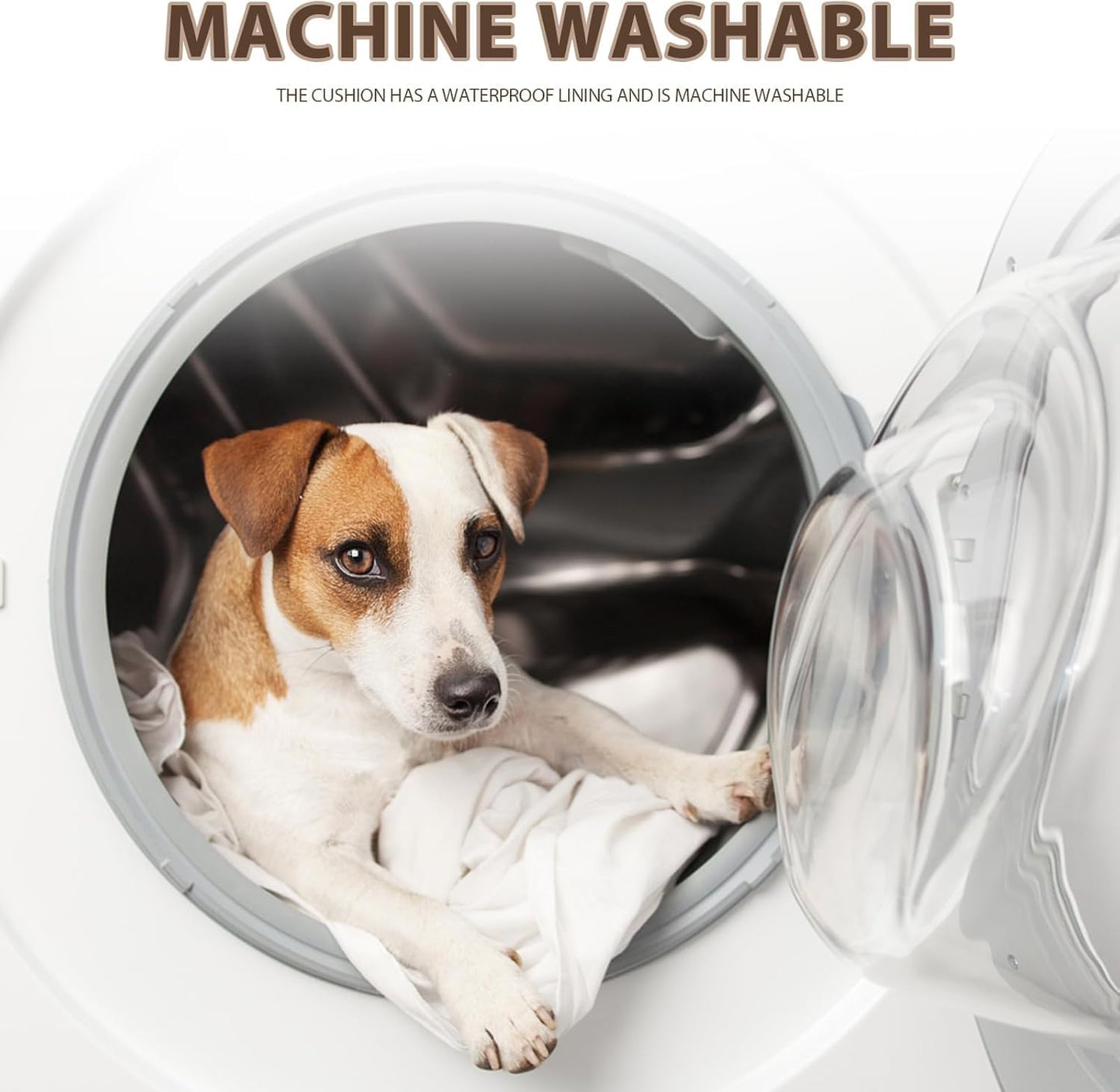 EMPSIGN Dog Bed Mat 35 Inch Reversible Warm & Cool,Washable Dog Crate Bed with Egg Crate Foam Support, Pet Sleeping Mat for Large Medium Small Dogs, Fluffy Kennel Pad(Brown)