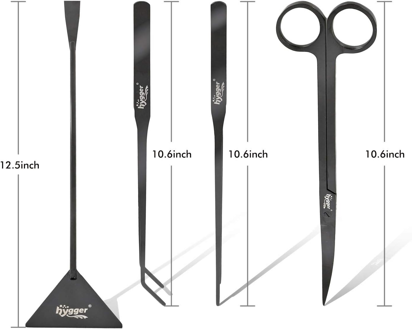 hygger Long Stainless Steel Premium Aquarium Tools, 4 PCS Aquatic Plant Tweezers Scissors Spatula Kits Comes with 1 Cleaning Cloth, for Fish Tank Starters