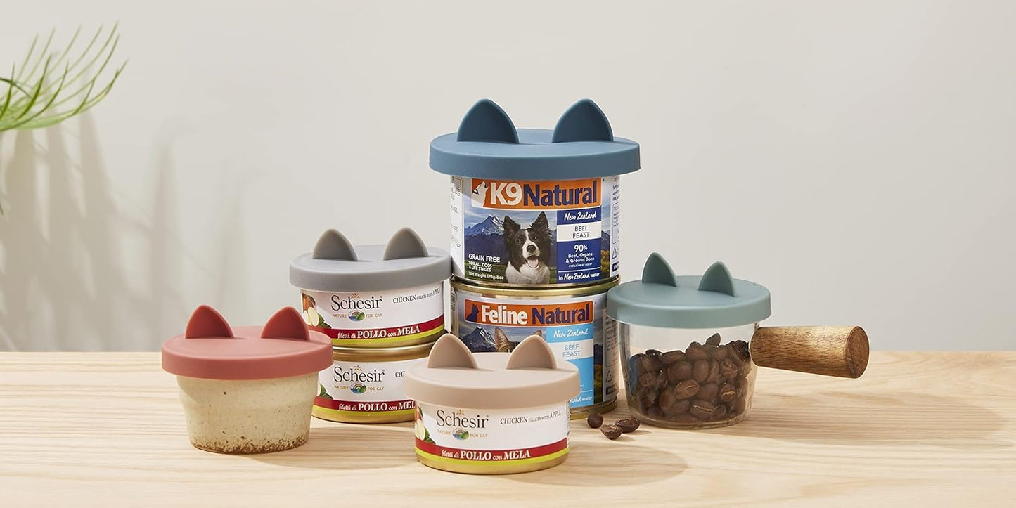 OHMO 2 Pack Dog Food Can Lids, (3, 12, 14oz etc.) Universal Size BPA Free Silicone Covers for Cat and Pet Food, Light Green