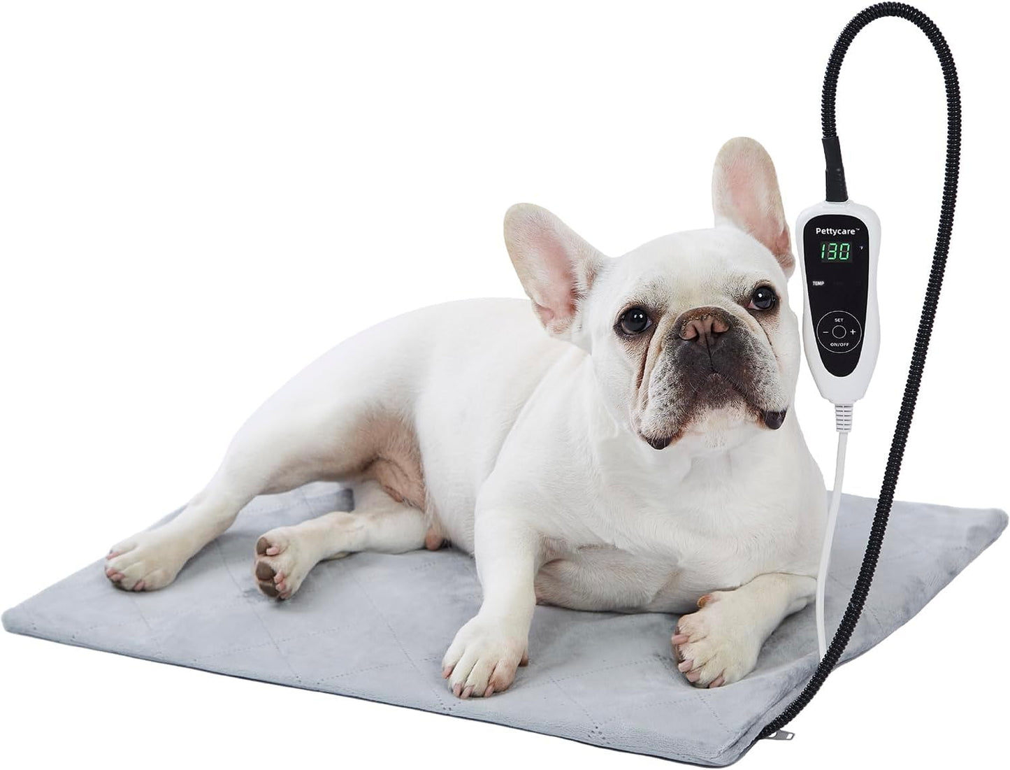 pettycare Pet Heating Pad for Dog Cat, Electric Heating with Steel-Wrapped Cord, 25-Level Timer & 11-Level Temperature Indoor Warming Pads Easy Clean for Puppy Cat Dog M 18x18inch