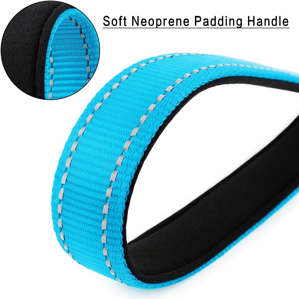 PLUTUS PET 10” Short Dog Leash, Reflective Nylon Padded Handle, Strong Traffic Leash with Carabiner Clip, Perfect for Large or Medium Dogs（10”，Blue