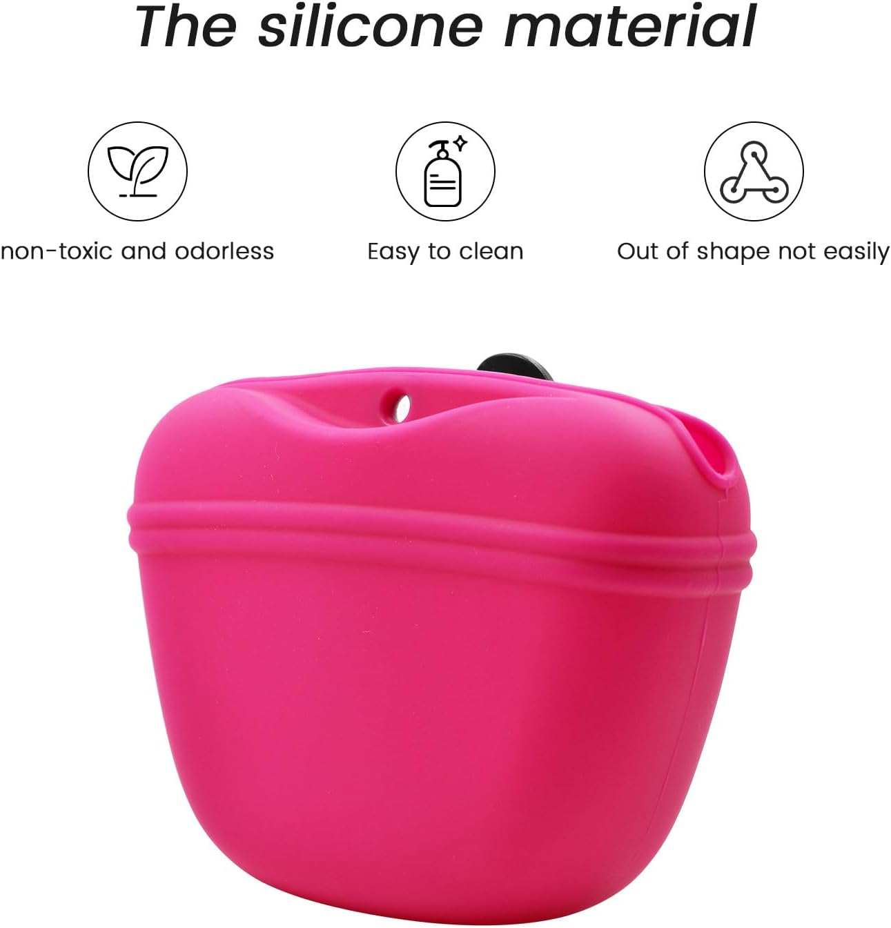 AUDWUD Silicone Dog Treat Pouch,Clip on Portable Training Container,Convenient Magnetic Buckle Closing and Waist Clip,No BPA