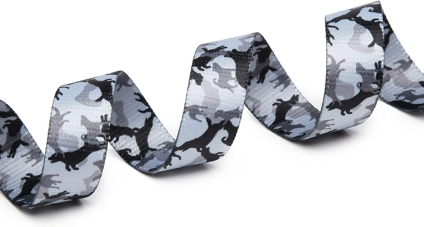 Mercano Adjustable Dog Collar - Special Design Patterns, Soft Nylon Comfortable Durable Pet Collar for Small Medium Large Dogs (L, Dog Camouflage Grey)