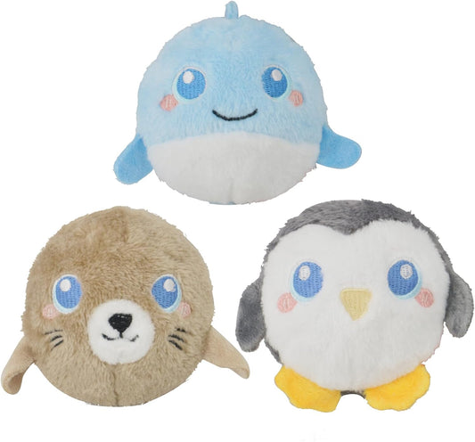 DKING 3Pack Squeaky Dog Balls,2 in1 Funny Puppy Ball Toys,Birthday Dog Toy for Small Medium Dogs (Ocean Ball)