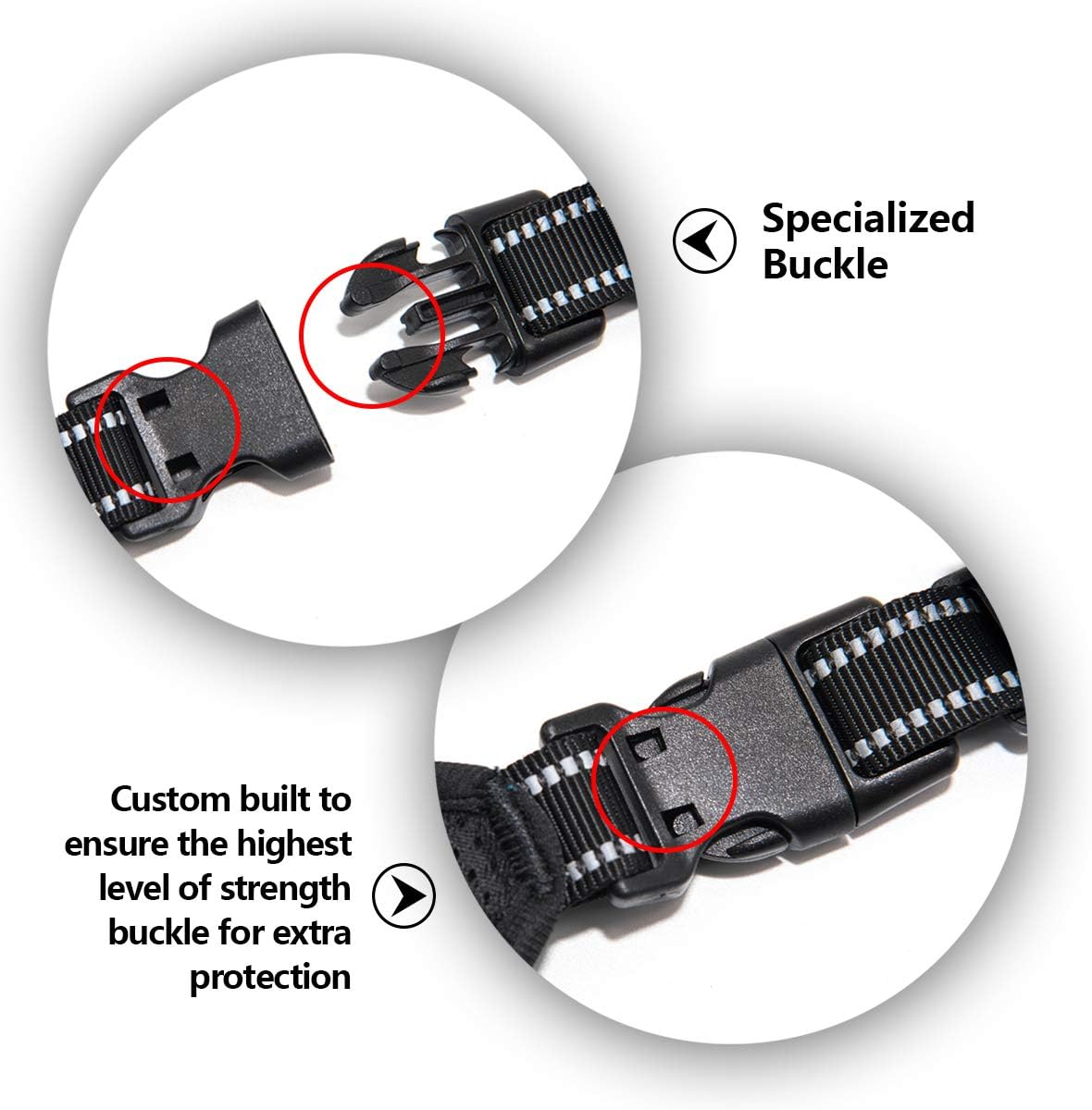 PHOEPET 2019 Upgraded No Pull Dog Harness, Reflective Adjustable Vest, with a Training Handle + 2 Metal Leash Hooks+ 3 Snap Buckles +4 Slide Buckles(XS, Black)