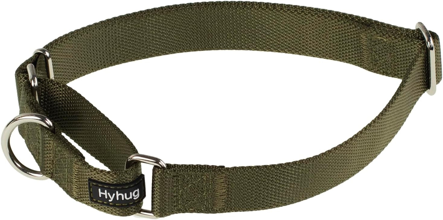 Hyhug Pets Premium Upgraded Heavy Duty Nylon Anti-Escape Martingale Collar for Boy and Girl Dogs Comfy and Safe - Professional Training, Daily Use Walking. (Army Green, Large)