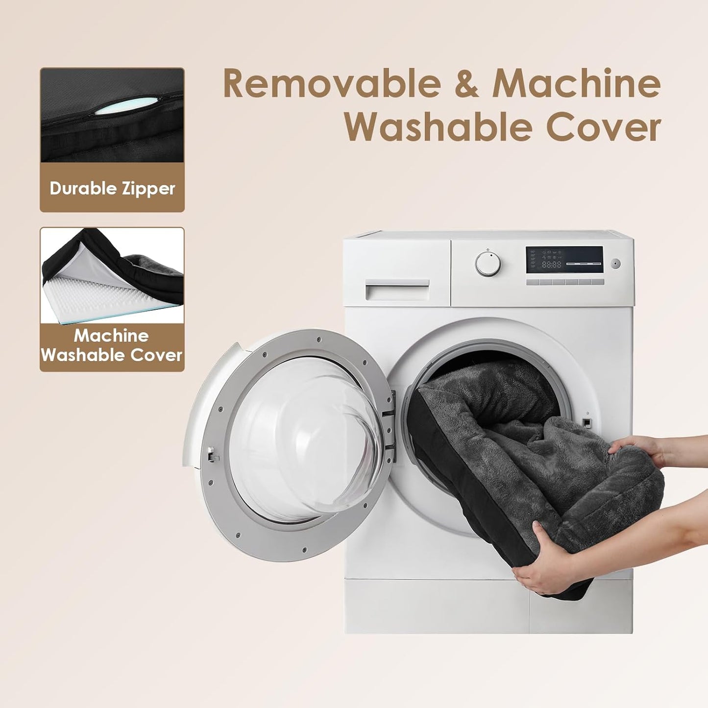 EHEYCIGA Memory Foam Dog Bed for Medium Size, Orthopedic Dog Sofa with Sides and Waterproof Liner, Washable Bolster Pet Bed Couch with Removable Cover, 30x20x6.5 Inch, Grey/Black