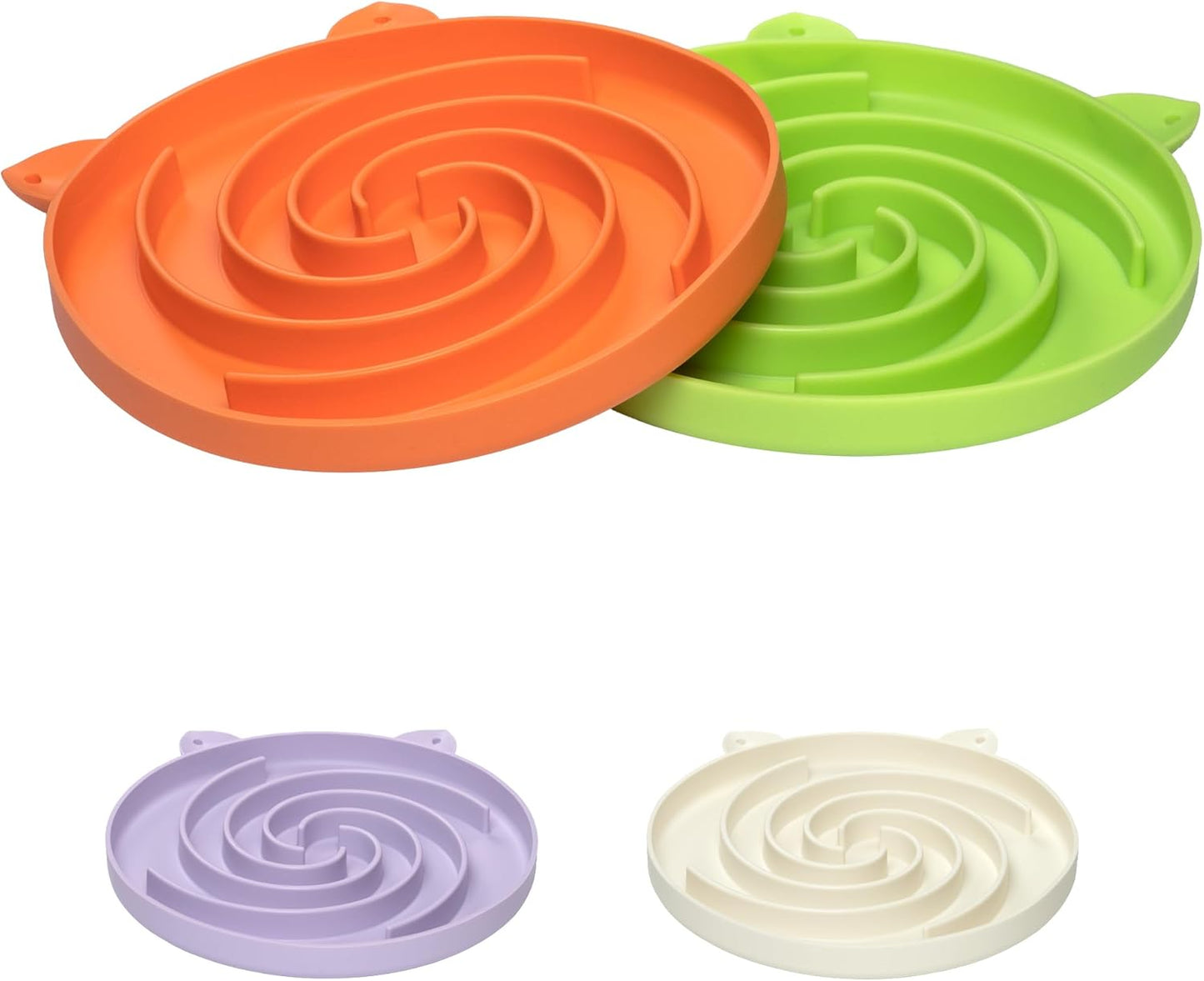 Slow Feeder Cat Bowl, Easy to Clean Silicone Bowl, Ideal for Dry and Wet Food (Orange and Cyan)