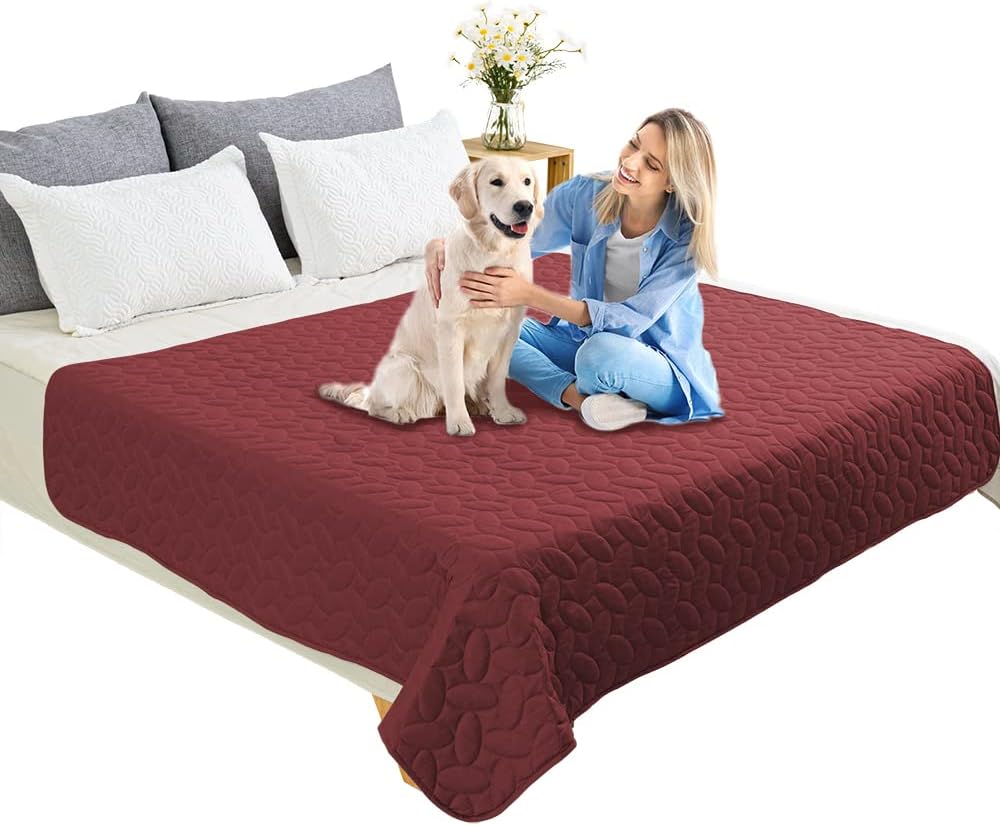 Ameritex Pet Bed Cover Dog Bed Blanket for Sofa and Furniture Waterproof New Pattern Design (52x82 Inch, Burgundy)