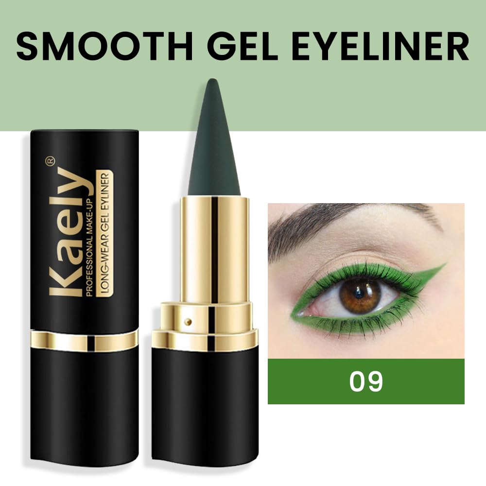 evpct 1Pcs Dark Green Gel Eyeliner Pencil Eye Black Face Paint Stick Makeup Set Waterproof Matte Cream Crayon Eyeliner Pencil Set Cat Eye Liners Eyeshadow Guide delineador de ojos contra el agua