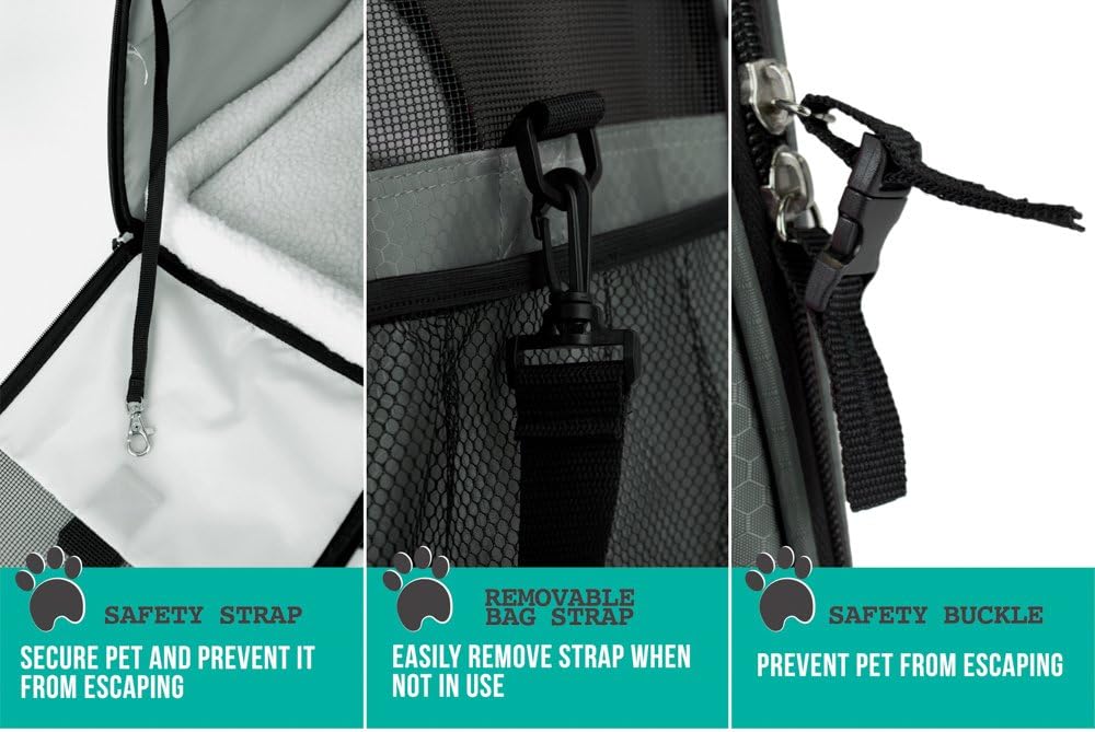 PetAmi Airline Approved Pet Carrier for Cat, Soft Sided Dog Carrier for Small Dogs, Cat Travel Supplies Accessories Indoor Cats, Ventilated Pet Carrying Bag Medium Large Kitten Puppy, Small Dark Gray