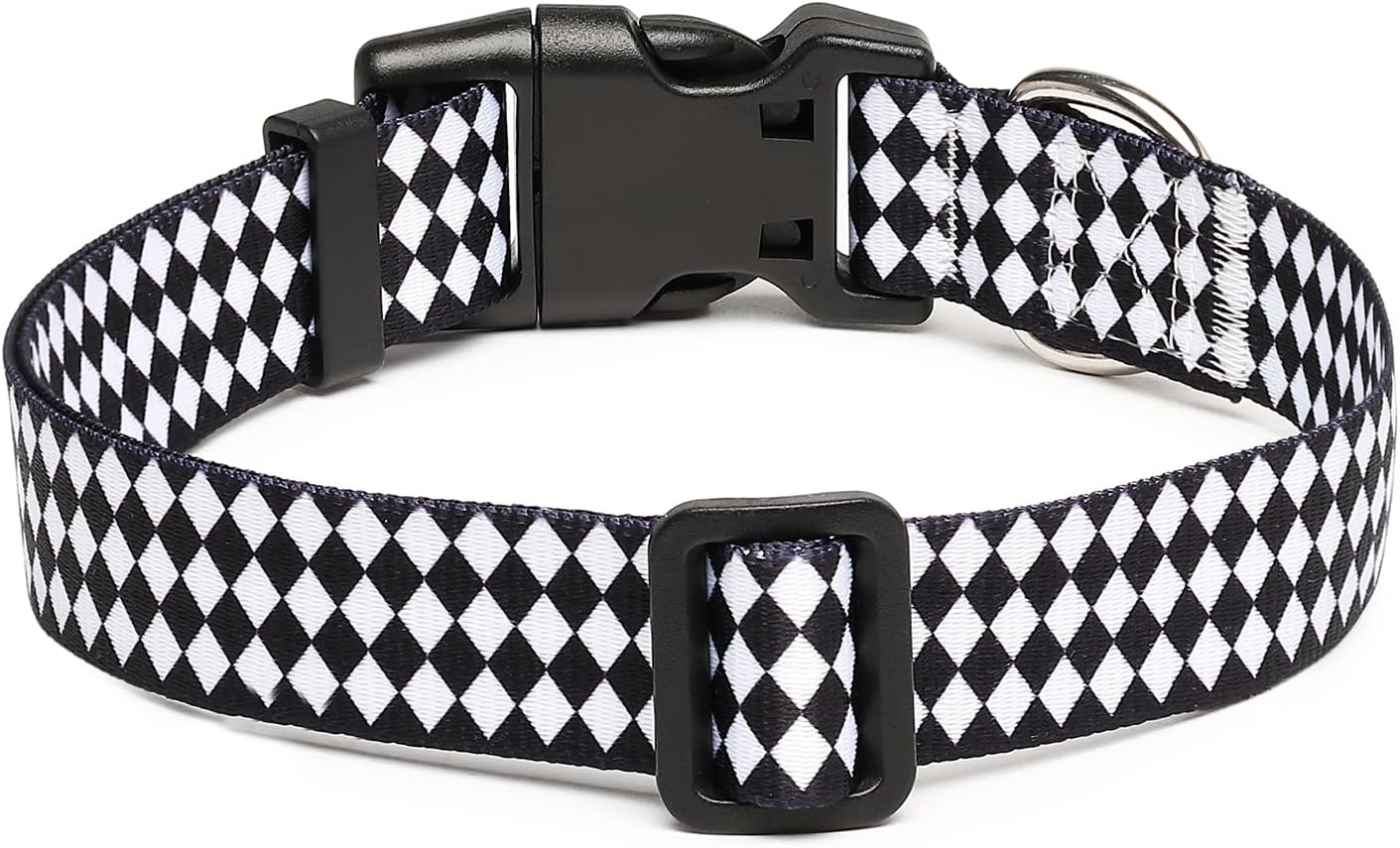 Mercano Adjustable Dog Collar - Special Design Patterns, Soft Nylon Comfortable Durable Pet Collar for Small Medium Large Dogs (S, Rhomb)