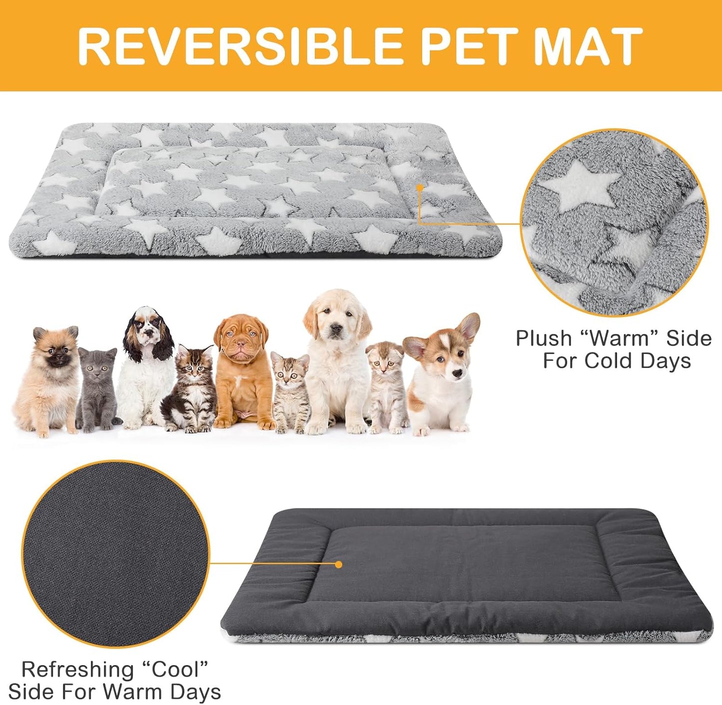 4 Pcs Washable Dog Crate Mat Kennel Pad Replaceable Reversible Pet Bed Pad for Crate Pet, Sleeping Mat for Small, Medium, Large Dog Machine Washable(18 x 24 x 1.6 Inch,Gray)