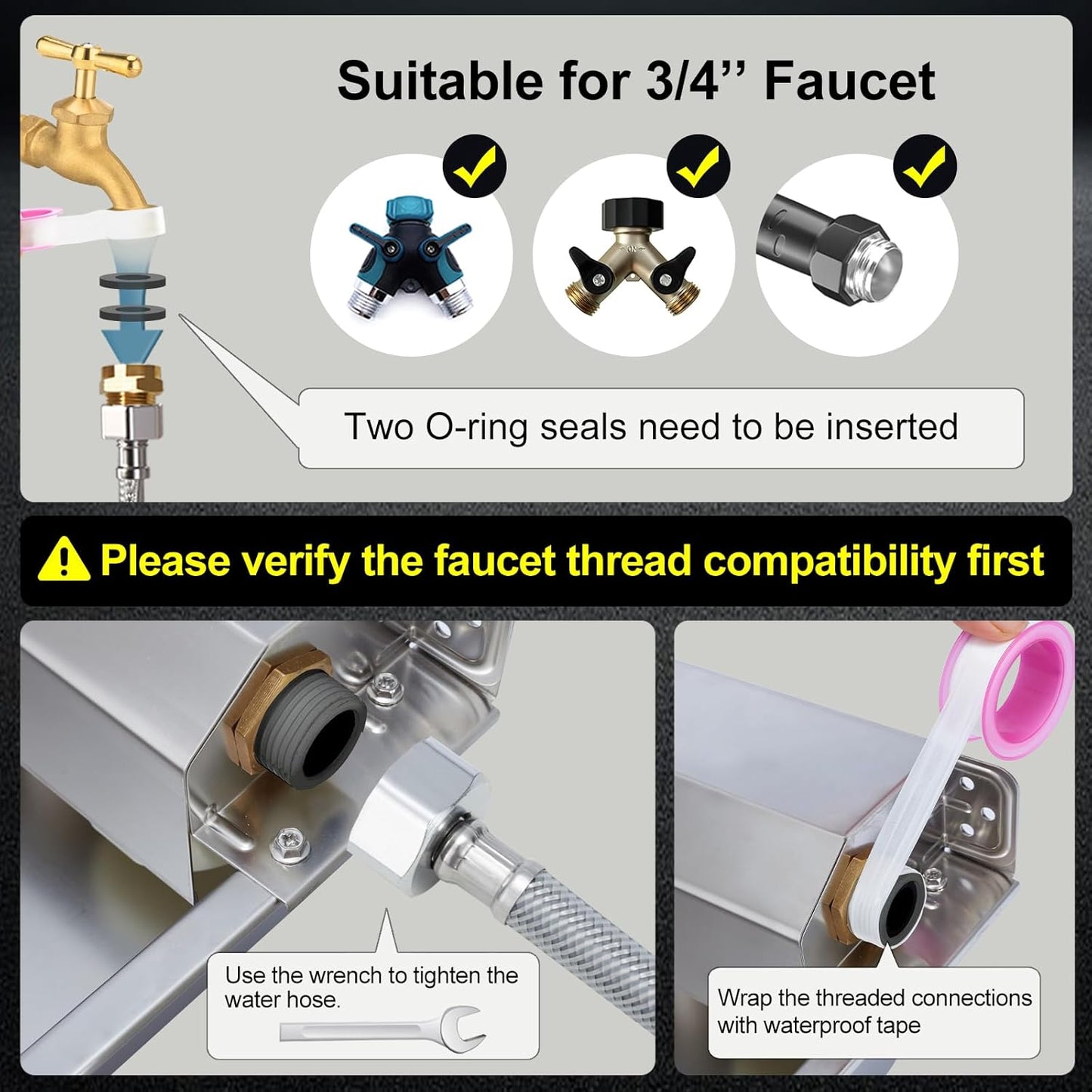 1Gal/3.8L Automatic Water Dispenser for Dogs, Patented Automatic Dog Waterer Bowl for Outdoor, Stainless Steel Water Bowl Dispenser for Livestock Chicken, Dog Feeder Fit 3/4'' GHT Faucet