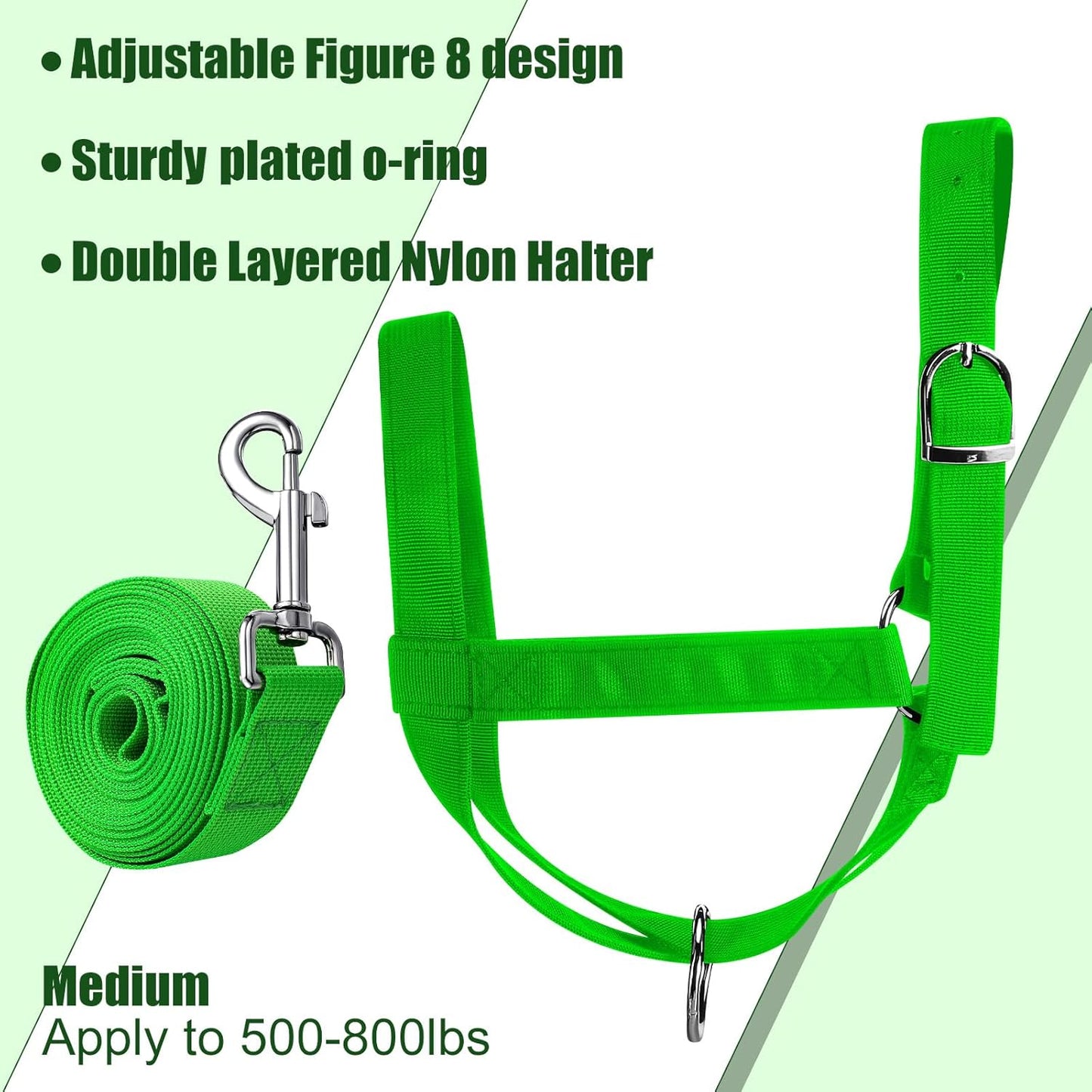 Hillban Cow Halter Cattle Halters Adjustable Calf Halter with Leading Rope for Miniature Horse Donkey Goat Foal Nylon Cattle Training Supplies